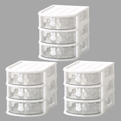 KUBER INDUSTRIES 3 Compartments PP Desk Organizer(White)