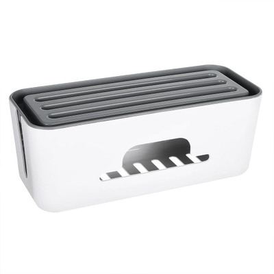 ARJ 1 Compartments plastic Cable Management Box with Mobile Stand Hiding Cover Organizer for Home Office(White)