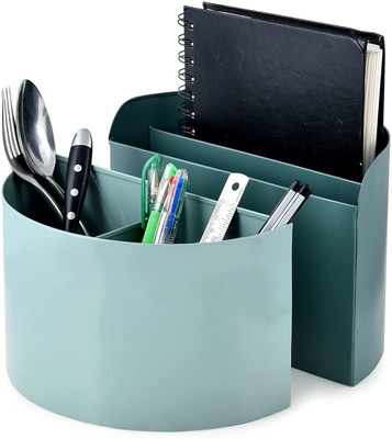 livingwithelan 5 Compartments Metal Sphere Desk Organizer(Moss Green)