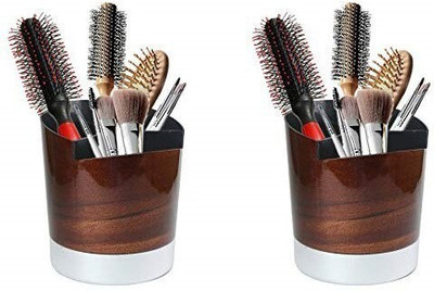 CSM 3 Compartments Plastic Pen Stand(Wenge)