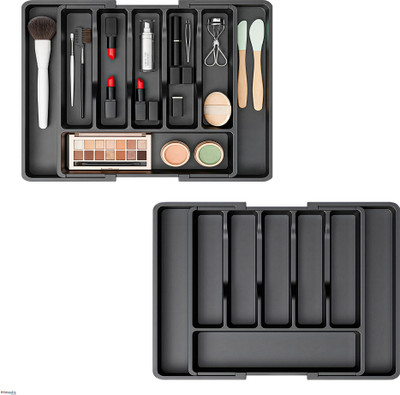 HOMESTIC 8 Compartments Plastic Desk Organizers(Black)