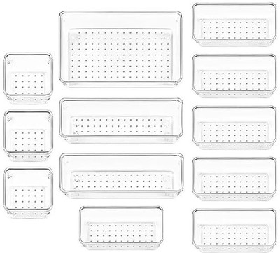 Lifewit 12 Compartments Plastic Drawer Organizer(Clear)
