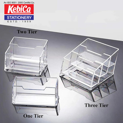 Kebica 3 Compartments Acrylic Business Card Holder Combo Pack-3 1 step 2step & 3 Step(Transparent)