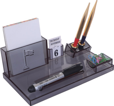 ACMART 3 Compartments Acrylic plastic its useful things product for office product(Black)