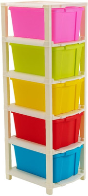 Pinkwhale 5 Compartments Plastic Modular Drawer(Multicolor)