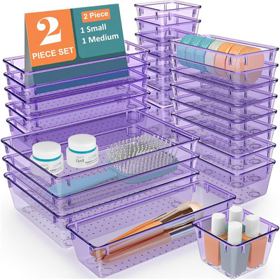 JD FRESH 2 Compartments Plastic Drawer Container(Purple)
