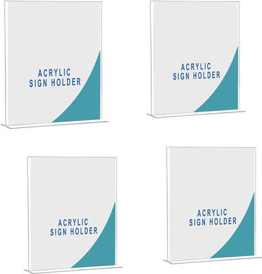 CPI 4 Compartments Acrylic 4x6in A6 T Shape Display Paper Holder Stand Double Side Table Menu Stand (4PCs)(Transparent)