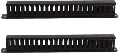 BOXNUBE 1 Compartments Metal and PVC 1U 22 Slot Rack Mount Horizontal Cable Manager - 2 Pack(Black)