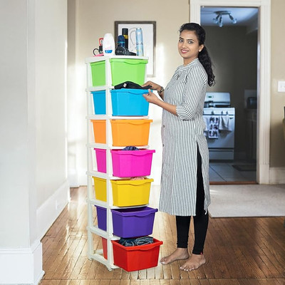 HUMBLE KART 7 Compartments PLASTIC Desk Organizer(7XL MultiPurpose Modular Drawer Storage System for Home & Office)