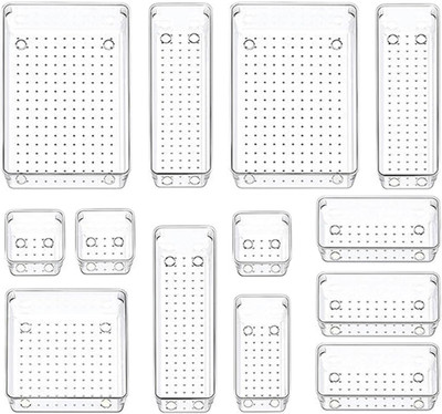 KUBER INDUSTRIES 13 Compartments Acrylic Desk Organizers(Transparent)