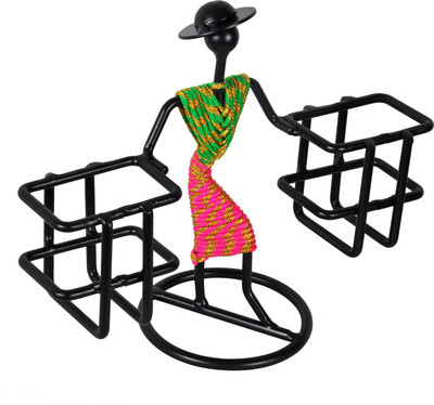 D&V ENGINEERING 2 Compartments Iron Remote control holder /stand /organizer for TV AC DTH STB Remotes with attractive Dancing Lady(Black, Green, Pink)