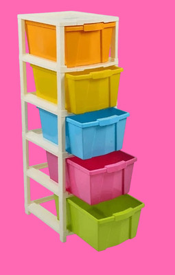 Pinkwhale 5 Compartments Plastic Modular Drawer(Multicolor)