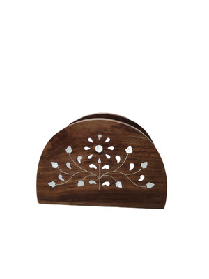 ARU ENTERPRISES 1 Compartments Wooden Tissue Holder Desk Organizer(Brown)
