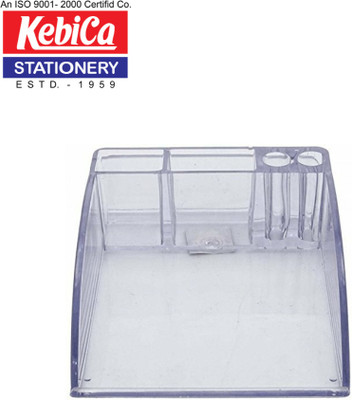 Kebica 1 Compartments Hard Plastic Memo Pen Stand(White)