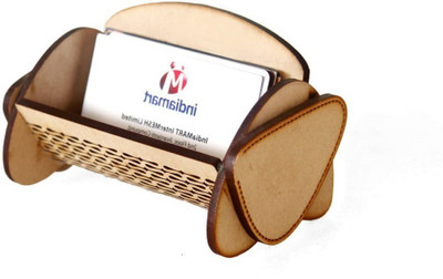 HOSTK 1 Compartments wooden desk organizer pen sstand card holder(Brown)