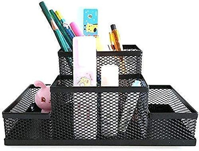 KANTHEE ENTERPRISE 4 Compartments Metal Desk organizer(Black)