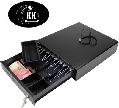 KK MART 7 Compartments Metal Cash Drawer(Black)