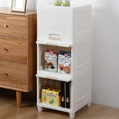 Hirthstore 3 Compartments Plastic Cabinet(White)