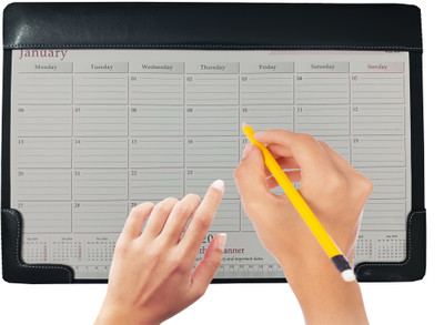 LUVYANSH 1 Compartments Wooden Deskpad 12month Schedule planner perfect planning Organiser for home/office 2025(Black)