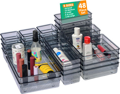 HOMESTIC 48 Compartments Acrylic Desk Organiser(Black)