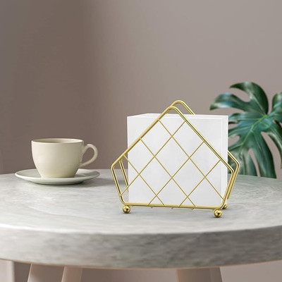 Homely Get Crafty 1 Compartments Iron Napkin Holder(Gold)