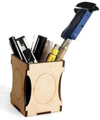 JAI SHRI 1 Compartments wooden desk organizer pen sstand card holder(Brown)