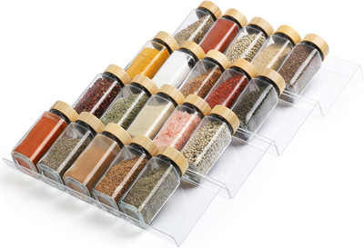 FANASSYY 4 Compartments Acrylic Spice Drawer Organizer 4 Tier Organizer Rack Clear Spice Drawers(Clear)