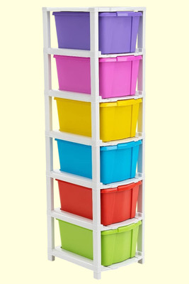 Pinkwhale 6 Compartments Plastic Modular Drawer(Multicolor)