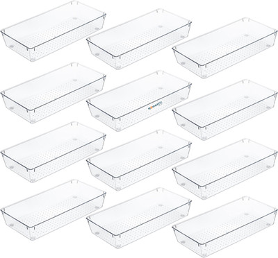 HOMESTIC by Kuber Industries 12 Compartments Acrylic Desk Organizers(Transparent)