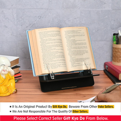 GIFT KYA DE 1 Compartments Book reading stand Desk accessorie for adjustable reading angle compatible with all size book, tablet & mobile all in one book holder for reading, Eco Friendly(Black)