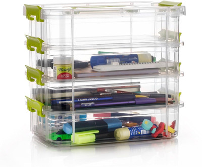 Groffy 4 Compartments Plastic Plastic Box(Green)