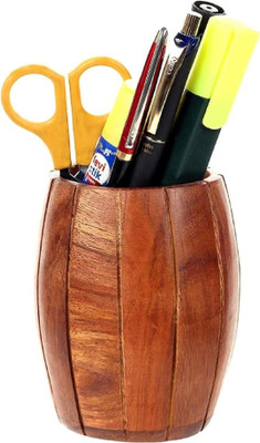 Taargo crafts 2 Compartments NA Pencil and pen holder set(Brown)