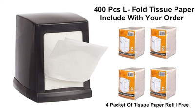 KR STORE 2 Compartments Plastic Table Top Tissue Dispenser(Black)