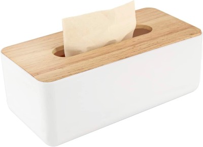 AASTIK SALES 1 Compartments plastic plastic Tissue holder(White + wooden)