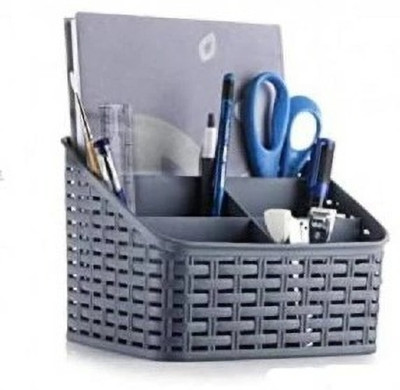JAI SHRI 5 Compartments Plastic Pen Stand(Grey)