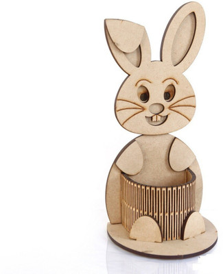 LAKHAJI 1 Compartments Wooden Pen Stand(Beige)