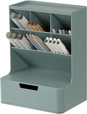 Kinzilla 1 Compartments Plastic DESK PEN HOLDER(Multicolor)