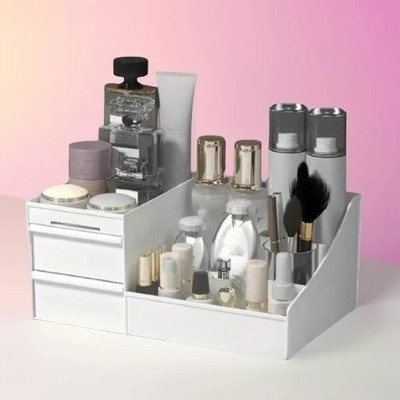 Charmpeak 7 Compartments Plastic Storage Box for Stationery and Cosmetics Drawer organizer box(White)
