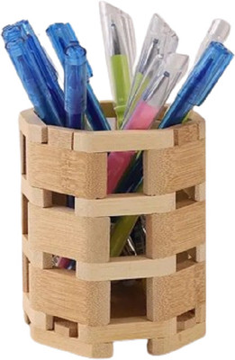 SUNBEET 1 Compartments wooden Pencil & Brush Holder(Beige)