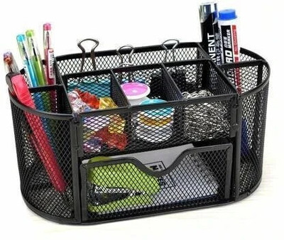 DUS 8 Compartments metal holder,desk(Black)