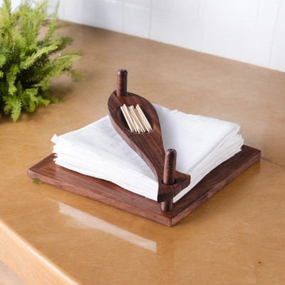 Onlineshoppee 1 Compartments Wooden Napkin Holder(Brown)
