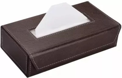 CGC 1 Compartments Paper Bord, artificial Leather, Magnet Button Tissue Holder Box For Office, Home, Car And Any Vehicle Tissue Dispenser(Brown)