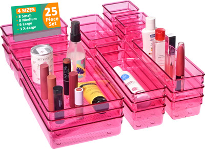 KUBER INDUSTRIES 25 Compartments Acrylic Desk Organiser(Pink)