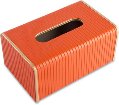 AARVIDECOR 1 Compartments Faux Leather Tissue Holder(Orange)