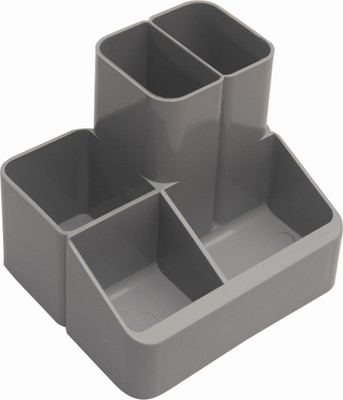CHROME 5 Compartments Plastic Pen Stand(Grey)