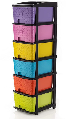 J K INTERNATIONAL 6 Compartments Plastic NEW 6XL STONE MULTI COLOR MODULAR DRAWER(Multicolor)
