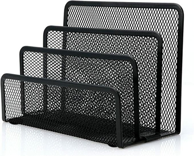 Kankodo 3 Compartments Metal File Holder(Black)