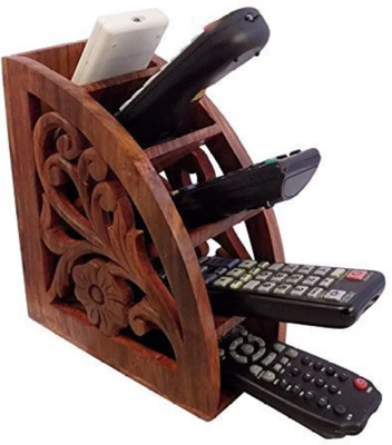 Taargo crafts 5 Compartments Wood Remote Stand(Brown)