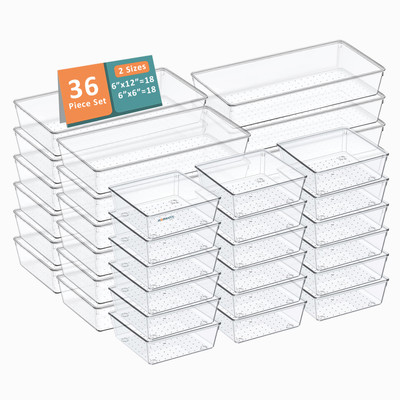 HOMESTIC by Kuber Industries 36 Compartments Plastic Drawer Organizers(Transparent)