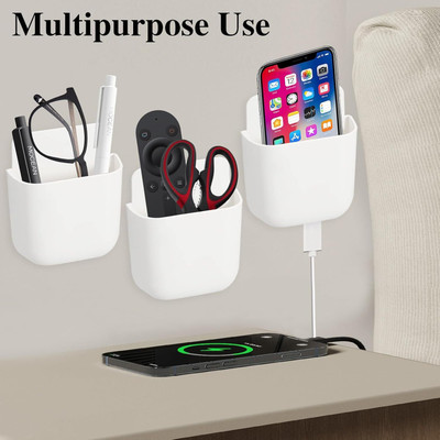 Vaisag House 3 Compartments plastic Remote Storage Organizer Case For A/C, Tv Mobile Phone Plug Holder(White)